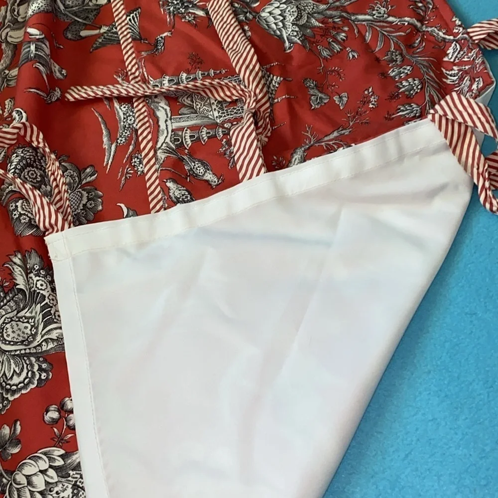 SHOWER CURTAIN Toile chinoiserie print fabric removable lining SZ 53” W X 78” L
